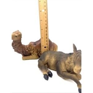 Vtg Christmas Nativity Camel Donkey Laying Replacement Solid Resin 5" beautiful